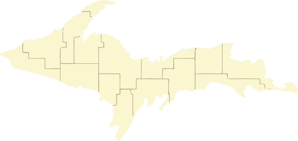 County map of michigans upper peninsula.